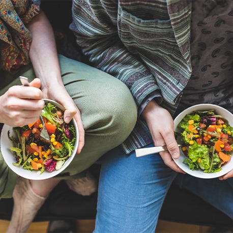 closeup of bowls with healthy food